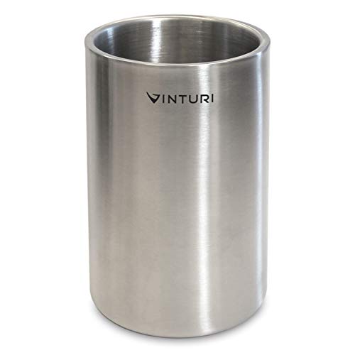 Vinturi V9073 Stainless Steel Double Walled Wine and Champagne Cooler No Ice Required, Silver, Medium