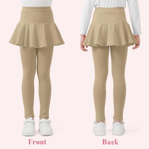 BOOPH 2 Pack Girls Leggings with Skirt Cotton Ruffle Tutu Uniform Pants2