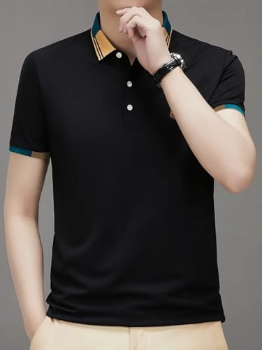 Image of TAGAS Mens Polo T-Shirt || Men's Color Block Polo Tshirt | Short Sleeve Casual Pullover with Collar |Casual Wear for Men | Mens Regular FIT T-Shirts