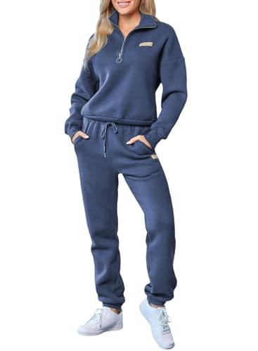 Herseas Women Piece Outfits Sweatsuit Lounge Set Half Zip