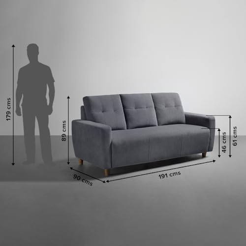 Image of Sleepyhead Yolo Designed by Duroflex - 6 Seater Sofa 3+2+1 Sofa Set |Premium Fabric, Plush 3-Layer Cushioning |Buttonless Tufted & Anti-Sag Comfort |Stylish & Durable |3 Years Warranty - Sesame Grey