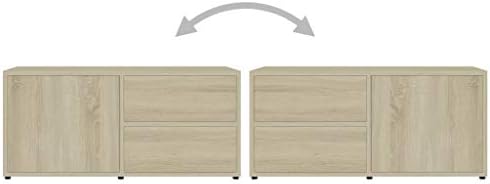Ramton Small Modern TV Stand Media Entertainment 2 Drawer Cabinet Cupboard Storage Unit Lowboard Sonoma Oak