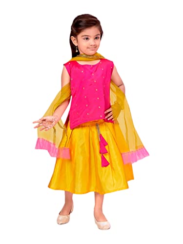 Aarika Girls Green Color Solid Lehenga Choli Set