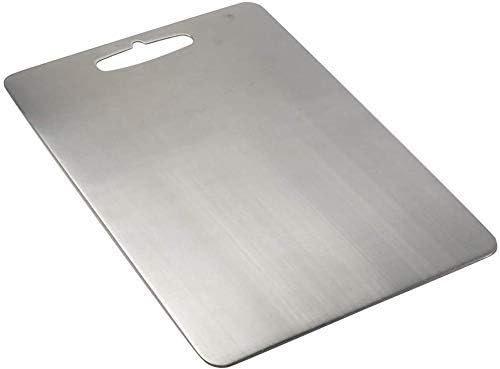 FULKIZA™ Stainless Steel 304 Food-Grade Chopping Cutting Slicing mincing Serving Cut Board for Fruits Vegetables Meat Cheese Pizza breads Knead Dough for Chefs Kitchen Home Antibacterial Surface