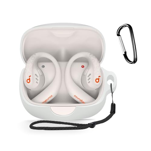 Anker Soundcore AeroFit Pro 用 ケース 全面保護カバー シリコンケース 【HUKWIMO】 カラビナ付き 耐衝撃 防水 防塵 装着充電可能 全面保護 キズ防止 Anker Soundcore AeroFit Pro 対応インイヤ