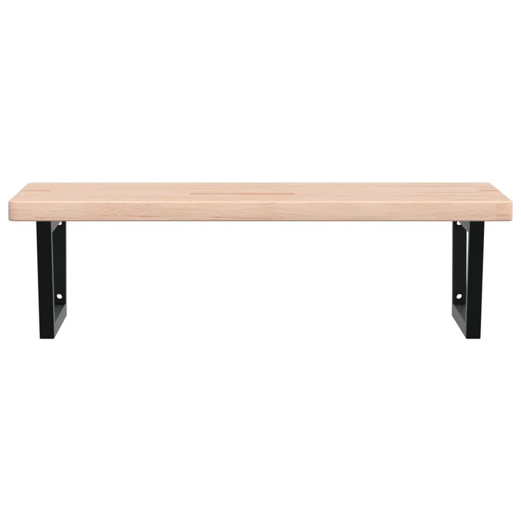 Piano lavabo in legno di rovere massiccio con supporto in acciaio, 100 x 60 x 4 cm, trapezoidale, portata fino a 100 kg, salvaspazio, per bagno