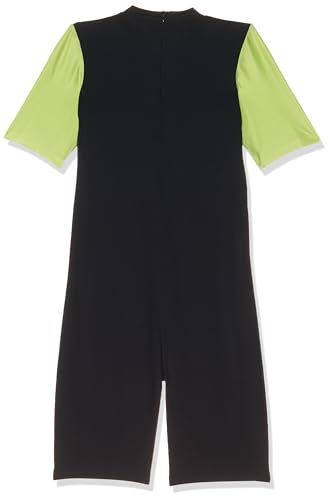Image of Amazon Brand - Symactive Women's Colourblocked Padded One-Piece Swimsuit | Nylon-Spandex Bodysuit /Legsuit | Quick-Dry | Black & Neon Green - M