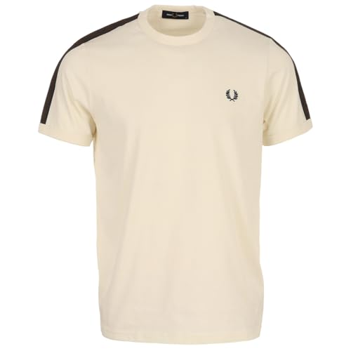 Fred Perry Contrast Tape Ringer - Camiseta para hombre, Crudo Tabaco, M