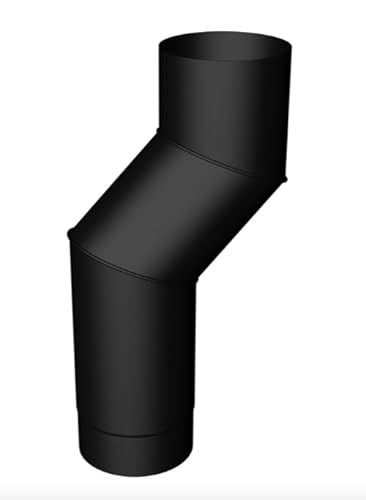 RHINO FLUES - 5 Inch (125mm) Offset Double Bend Stove Flue Pipes Matt Black for Multi-Fuel & Wood Burning Stove. Friction Fit - Robust Quality Construction of Heat Resistant enameled Steel.