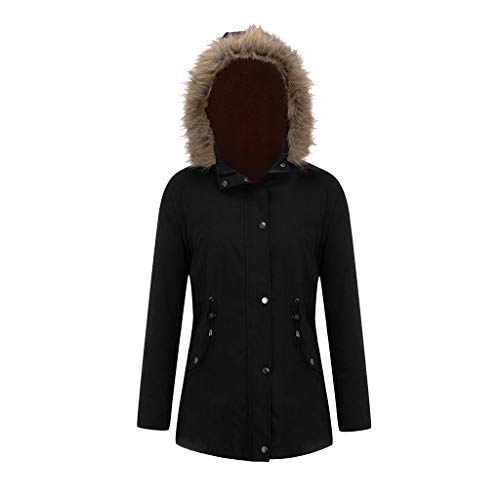 Women\'s Winter Heavy Sherpa Lined Warm Coat Classic Hooded Parka Jacket Military Anorak Jacket Outwear(E-Black, S)