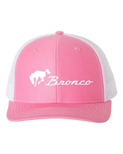 Vintage Ford Bronco Horse Logo Embroidered Richardson 112 Snapback Trucker Hat Cap hot Pink/White