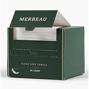 Clean Facial Towels for Sensitive Skin, 100% USDA Biobased Face Towels, 50 Count, Ultra Soft, Makeup Remover Dry Wipes, Viscose