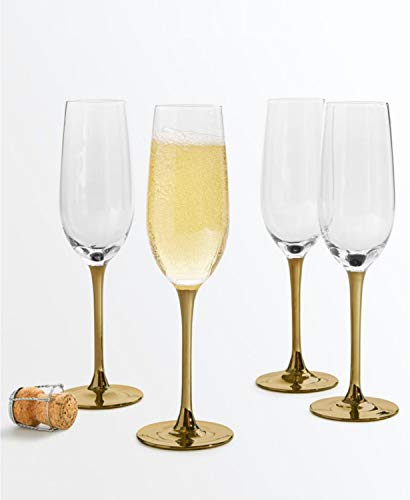 Martha Stewart Collection Gold Stem Champagne Glasses, Set of 4