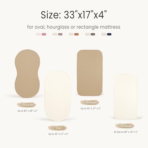 Image of lulumoon Baby Muslin Bassinet Sheets: Cotton Bassinet Sheets Neutral for Boys and Girls - Fitted for Oval Rectangle or Hourglass