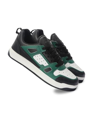 Image of ZAYDN ASH Sneaker Shoes for Men | Soft Cushioned Insole & Lightweight | Stylish Lace-Up Shoes with Causal Outfits | Trendy Sneakers | Shoes for Man | Low Top Sneaker Shoes Black Green