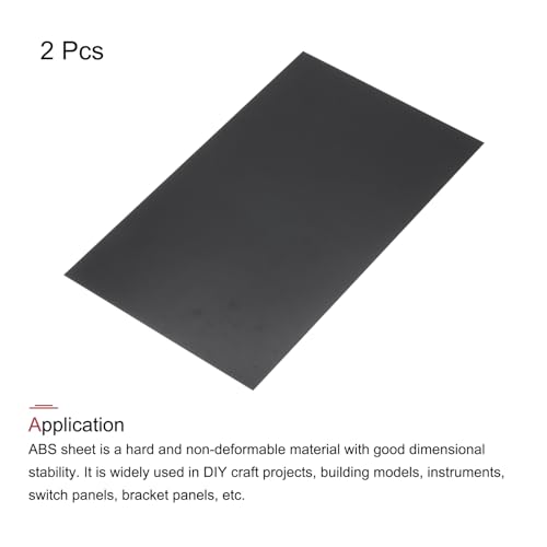 Image of MECCANIXITY Black ABS Plastic Sheet 10 x 6 x 0.02 Inch for Building Model, DIY Crafts, Panel, Pack of 2 Pcs