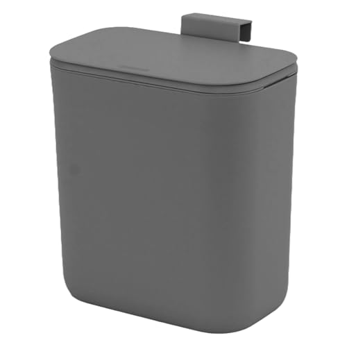 Panana Wall Mounted Waste Bin Kitchen Cabinet Door Cupboard Hanging Trash Can with Lid (Grey)