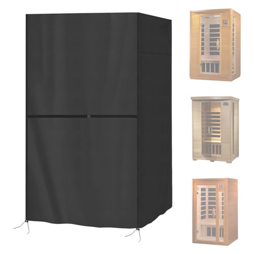 Safipotts Sauna-Abdeckung, kompatibel mit Outexer Sauna für 2–3 Personen, robuste, wasserdichte Abdeckung für Holz-Infrarot-Heimsaunen, für drinnen und draußen (schwarz, nur Abdeckung) (121,9 cm L x