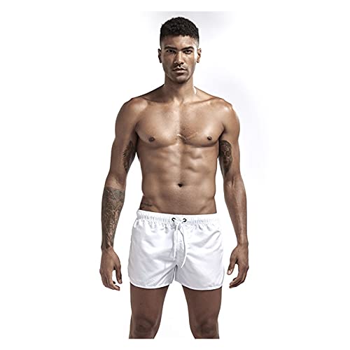 XIAOXINGXING Atmungsaktive schnelltrocknende Herren-Badehose, Strand-Shorts, Sommer-Badehose, verstellbarer Riemen, Boxershorts, Fußball-Tennis-Training, kurz (Farbe: Weiß, Größe: 3XL) Cover
