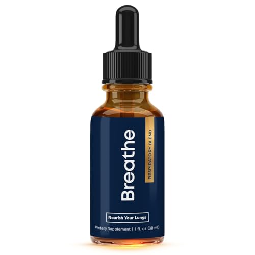 BREATHE 8-IN-1 Mullein Drops for Lungs & Airways (1 fl. oz.): Peppermint Thyme & Mullein Leaf Extract for Lungs Detox for Smokers - Break up Mucus & Breathe Clear - GMO-Free & Made in USA