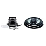 producto 2: Tapas de Cristal Tefal Ingenio Essential Juego de 3 Sartenes + 2 Cazos + Accesorios: 3 Sartenes 20/22/26 y 2 Cazos 16/18 y Mango intercambiable + L99310 Juego de 3 tapas de cristal, negro, 16/18/20 cm