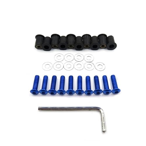 Piezas motocicleta tornillos parabrisas azul con tuercas tornillo y arandela 2