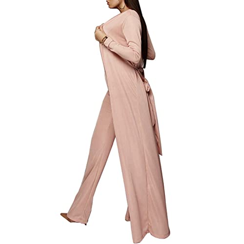 Image of Women's 2 Piece Outfits Set Ribbed Short Sleeve Casual Crop Top Wide Leg Pants Suit Set
