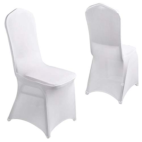 Prasacco 20 PCS White Stretch Polyester Banquet Chair Cover