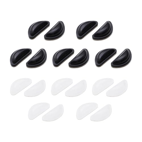 10 Pair Eyeglass Nose Pads, Ultra-Strong Grip and Ultra-Soft, Soft Silicone Nose Pad Adhesive Air Bag Anti-Slip Glasses Nose Grips for Eye Glasses & Sunglasses(Black and White)