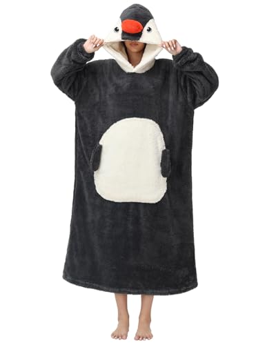 Xinlong Manta de Moletom Oversize Longa com Mangas e Capuz Panda Manta Portátil para Sofá Unisex Animais para Homem Mulher Tamanho Único, Estilo 2, Tamanho único