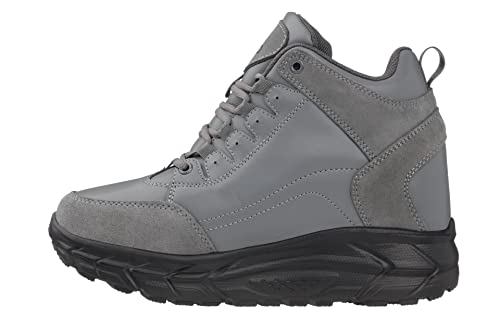 CALTO Men's Invisible Height Increasing Elevator Shoes - Grey Lace-up High-Top Hiking Style Sneaker Boots - 4 Inches Taller - S22799 - Size 10 D(M) US3