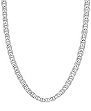 Savlano 925 Sterling Silver 4.5mm Italian Solid Flat Mariner Link Chain Necklace for Men & Women -...