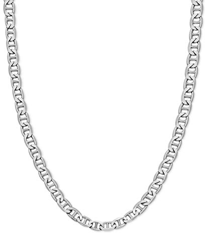Savlano 925 Sterling Silver 4.5mm Italian Solid Flat Mariner Link Chain Necklace For Men & Women - Made in Italy Comes With a Gift Box (22, 4.5mm)