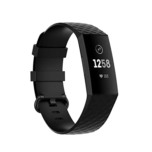 Compatible con Fitbit Charge 4, correa de repuesto de silicona de repuesto para Fitbit Charge 4/4 SE / 3/3 SE (negro) Cover