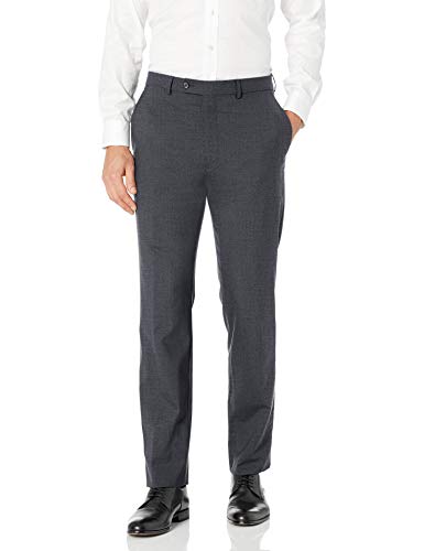 Hart Schaffner Marx Men's Ny Fit Flat Front Dress Pants, Dark Grey, 44 Regular