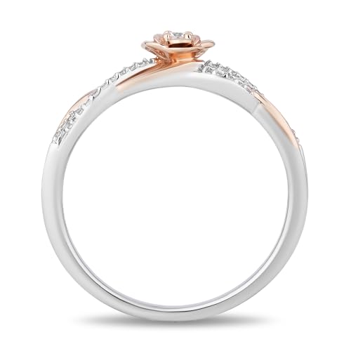 Jewelili Enchanted Disney Fine Jewelry Belle Ring for Women | 14K Rose Gold over Sterling Silver | 1/10 CTTW Natural White Round Diamonds | Disney Princess Jewelry Gifts for Her4