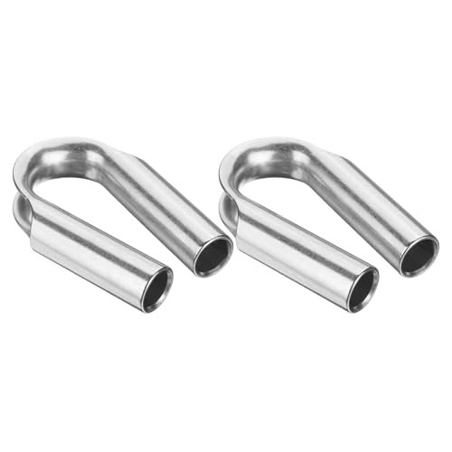 PATIKIL 4/9" (12mm) 304 Stainless Steel Wire Rope Tube Thimble, 2 Pcs Rope Protection Tube Thimble for Industrial Rigging Wire Rope, Silver
