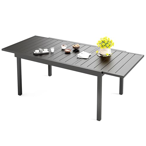 Image of HERA'S HOUSE Outdoor Expandable Table for 6-8, Large Metal Dining Table