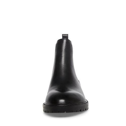 Steve Madden Women's Leopold Chelsea Boot, Black Leather, 7.5