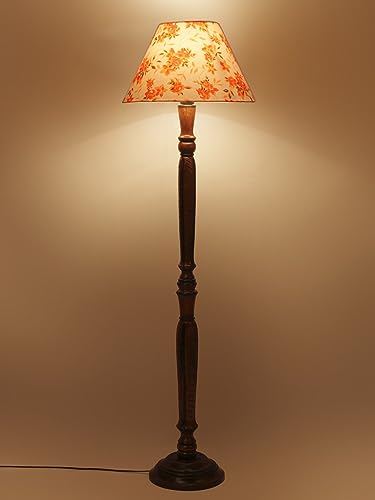 Image of Devansh Multicolor Cotton Conical Wooden Floor lamp -29