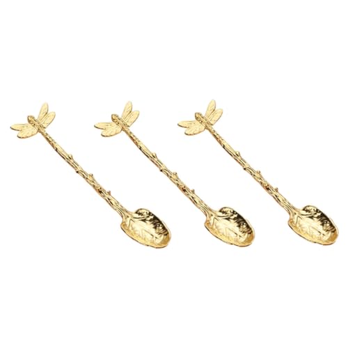 Cabilock 3Pcs Vintage Forest Coffee Spoons Dragonfly Branch Dessert Spoons for Fruit and Ice Creative Kitchen Serving Utensils Comfortable Grip present Option