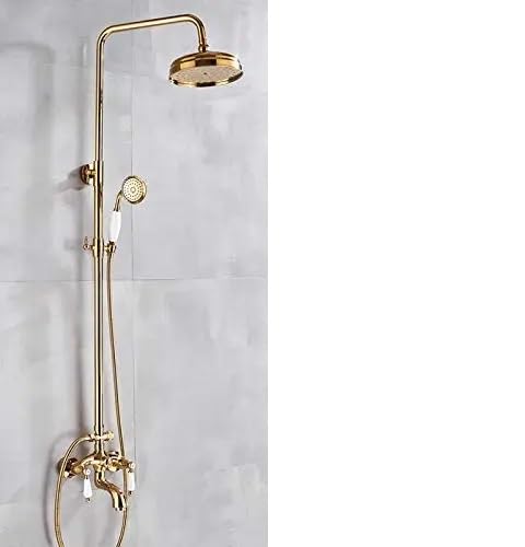 Système de douche à effet pluie golden avec mélangeur double commande