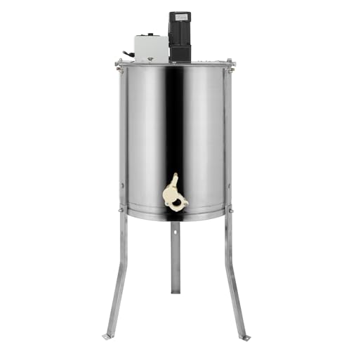 Image of Bonnlo Electric Honey Extractor, 4-Frame Honey Spinner with Height Adjustable Stand & Transparent Lid, Stainless Steel Apiary Centrifuge Equipment