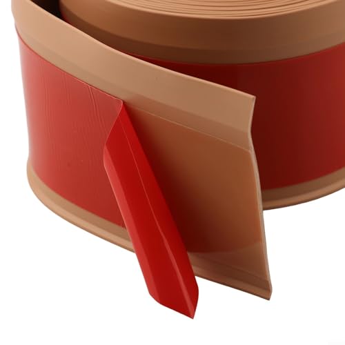 Dolvitrny Rodapié de PVC suave, 4 m x 8 cm, marrón oscuro/gris/amarillo, flexible y para una fácil instalación, respaldo duradero, para renovación del hogar y proyectos de bricolaje (marrón claro)