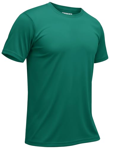 TACVASEN Men's Athletic Short Sleeve Workout Sun Protection Mens Running Shirts Dry Fit UPF 50+ Rashguard Swim T-Shirts Jade GreenL