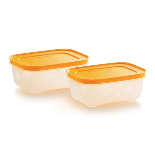 Tupperware Essentials Freezer Mates Shallow 2 Piece Container Set - 450ml - Airtight Lid - Durable & Reusable - Save Space & Time - Easy to Stack - Fast Freezing - Great for Leftovers & Reduce Waste