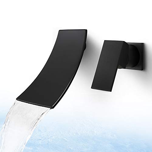 Dr Faucet Wall Mount Waterfall Bathtub Faucet Bathroom Single Handle Tub Spout Faucets Filler, Matte Black