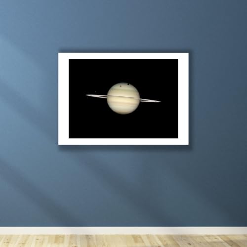 Impression d'art mate haut de gamme Télescope Hubble Saturne quadruple transit