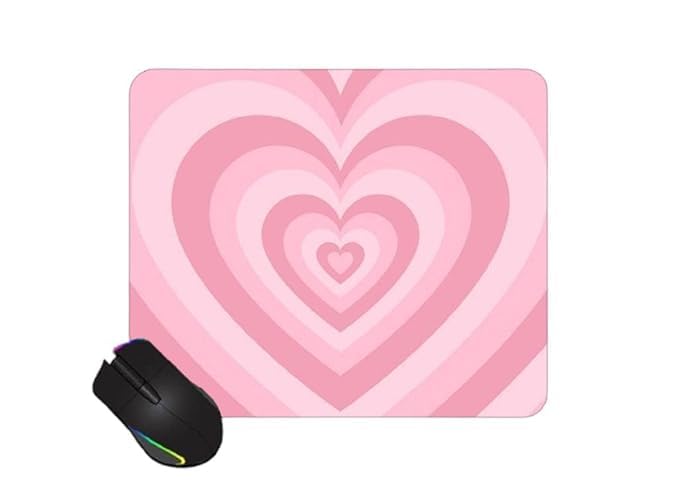 OUTFITQUE Cute Mouse Pad - Printed Mousepad with Anti-Slip Rubber Base & Smooth Mouse Control for Laptop, Gaming, Notepad, Desktops (Pink Hearts)