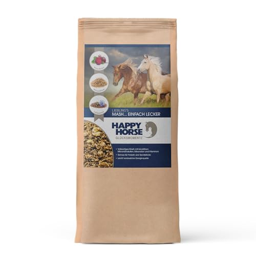 Happy Horse Lieblings Mash für Pferde | 14 kg | Leckeres Mash mit Banane, Kanne Fermentgetreide & Kräutern | Verdauungsfördernd | Getreideaufgeschlossen | Ohne Aufkochen